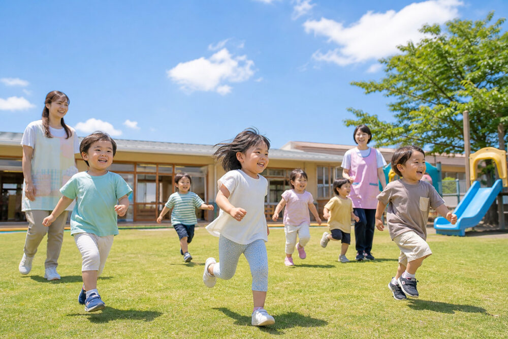 園庭で遊ぶ子どもたち